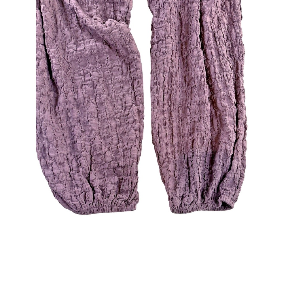 NWOT Zara High-Waisted Balloon Style Joggers Eggplant Textured Bohemian Large - Picture 6 of 10
